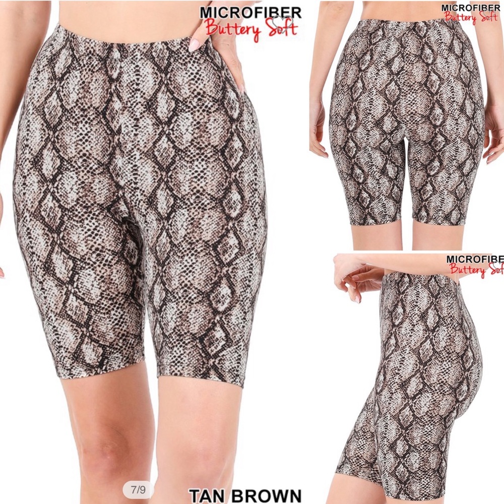 Microfiber snake print biker shorts buttery soft